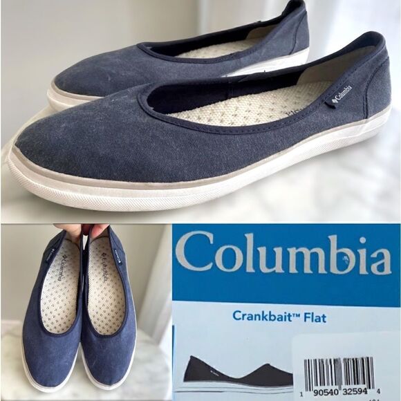 Columbia Crankbait Slip-ons Flats Boat Shoes Navy Denim Size 9.5 - Picture 1 of 13